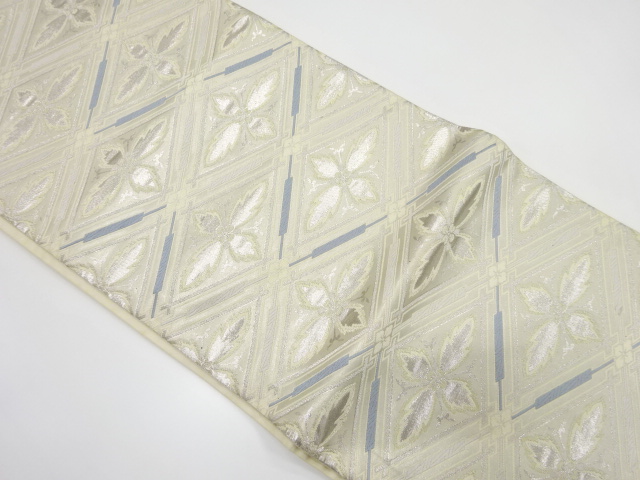 JAPANESE KIMONO / ANTIQUE FUKURO OBI / SILK / WOVEN FLOWER RHOMBUS